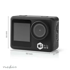 Nedis 4K-actionkamera med två skärmar