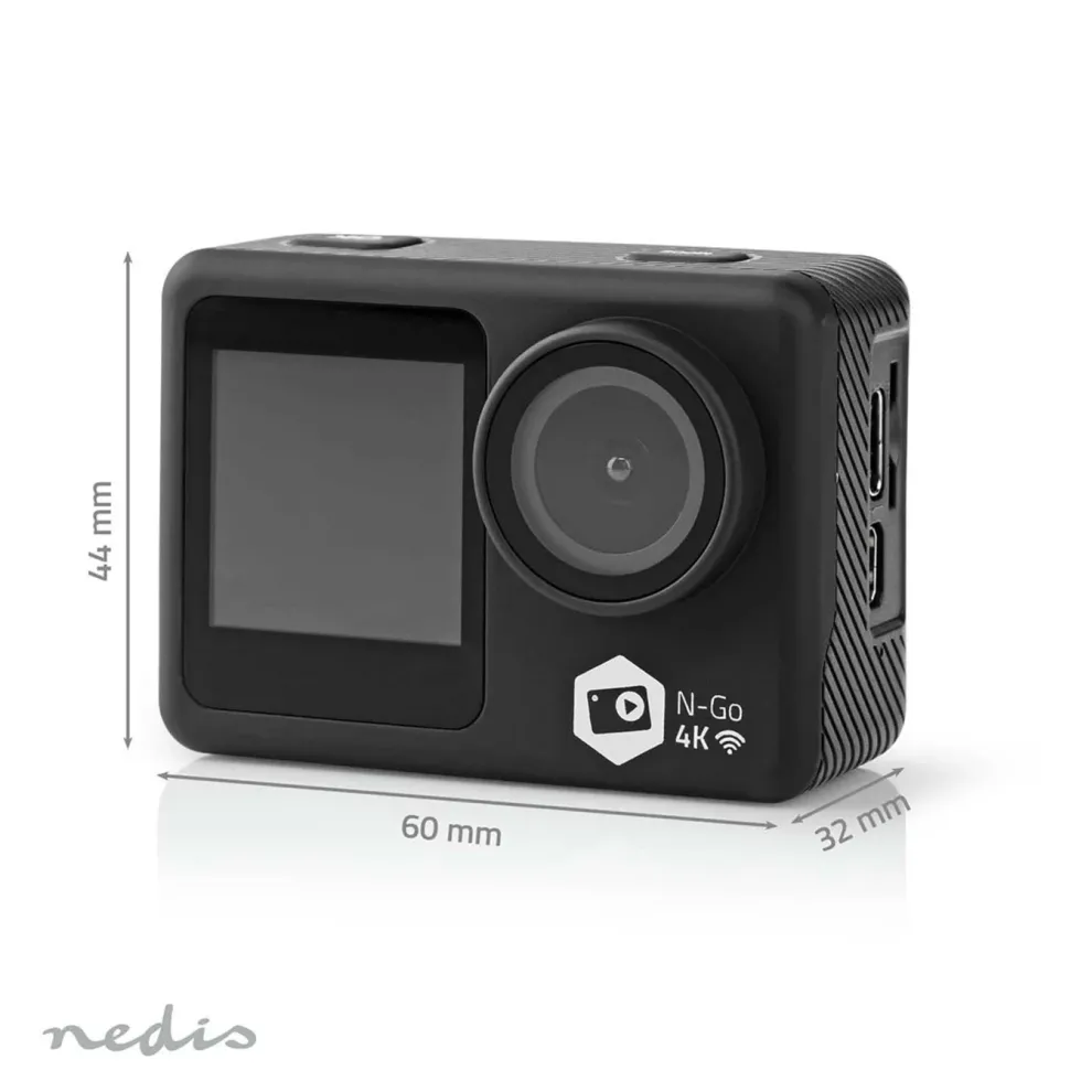 Nedis 4K-actionkamera med två skärmar