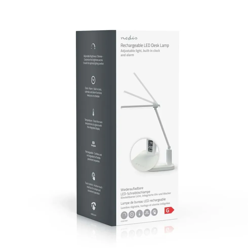 Nedis Laddbar LED-skrivbordslampa med display