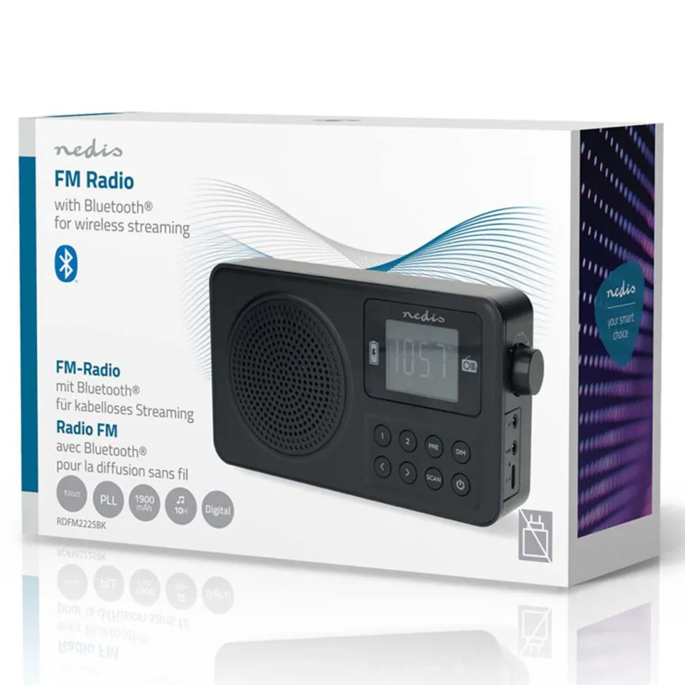 Nedis Portabel FM-radio med Bluetooth