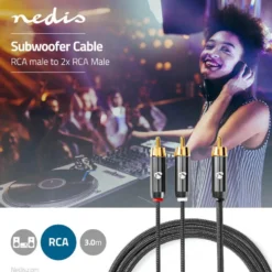 Nedis Subwooferkabel RCA till 2x RCA 3 m