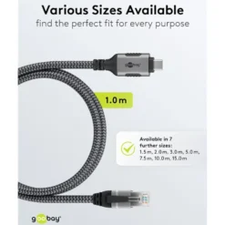 Nätverkskabel med USB-anslutning USB-C 1 m