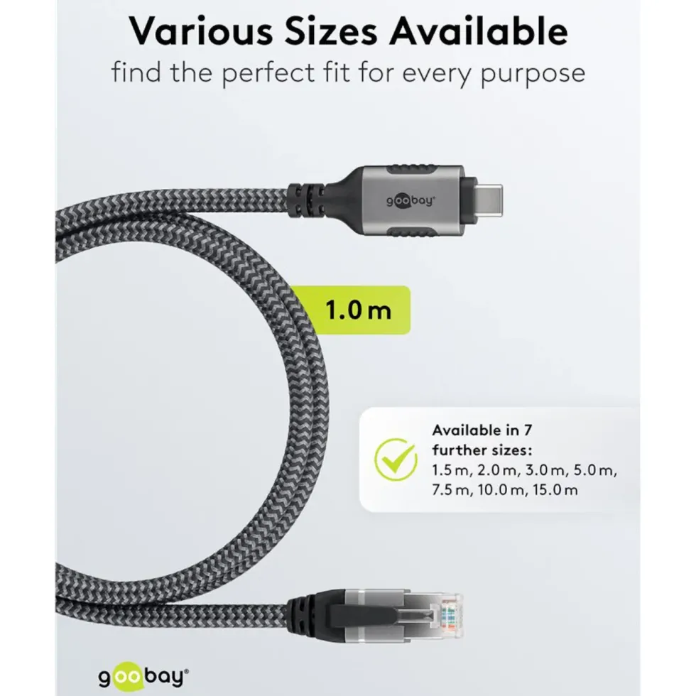 Nätverkskabel med USB-anslutning USB-C 1 m