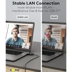 Nätverkskabel med USB-anslutning USB-C 1 m