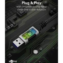 Nätverkskabel med USB-anslutning USB-A 1 m