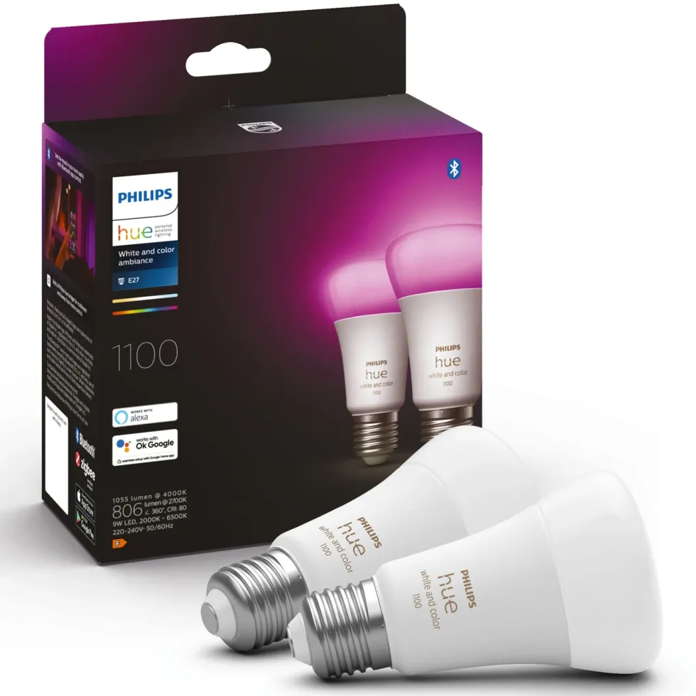 Philips Hue Color Ambiance Smart LED-lampa E27 1100 lm 2-pack