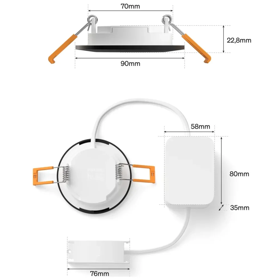 Philips Hue Slim infälld spotlight 90 mm 3-pack Svart