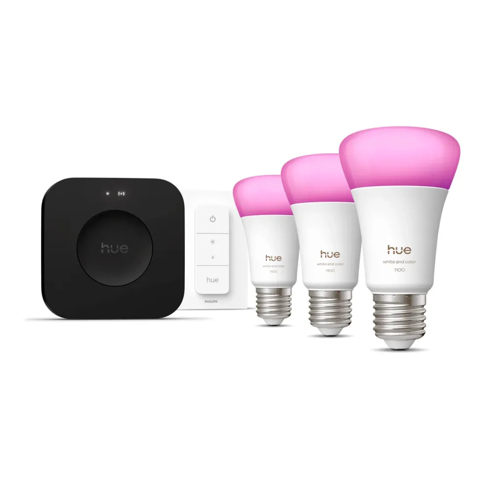 Philips Hue Startpaket Pro: 3x White & Color E27 + Dimmer + Bridge Pro
