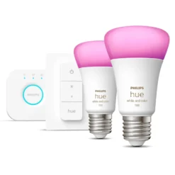 Philips Hue Startpaket: 2x White & Color E27 + Dimmer + Bridge