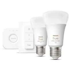 Philips Hue Startpaket: 2x White & Color E27 + Dimmer + Bridge