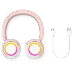 Philips K4206 trådlösa barnhörlurar med LED-paneler Rosa