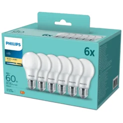 Philips LED-lampa E27 806 lm 6-pack