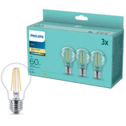 Philips LED-lampa E27 806 lm 3-pack
