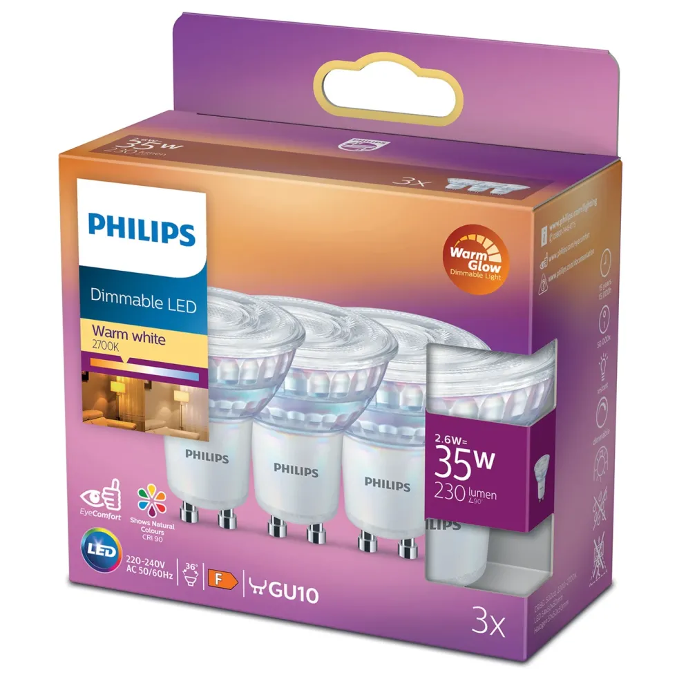 Philips LED-lampa GU10 230 lm 3-pack