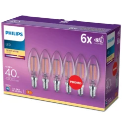 Philips LED-lampa Kron LED E14 470 lm 6-pack