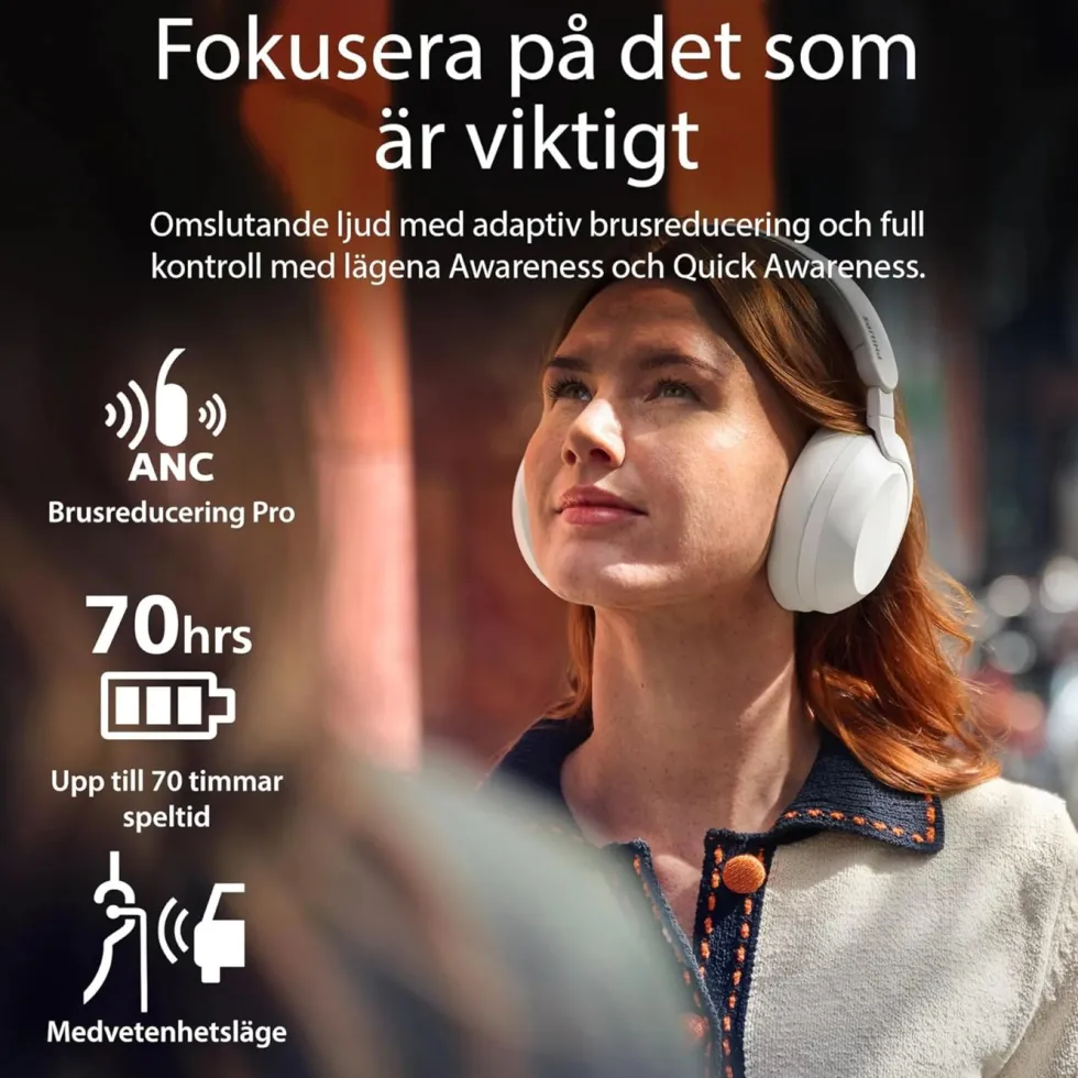 Philips TAH8000E trådlösa over-ear-hörlurar Svart