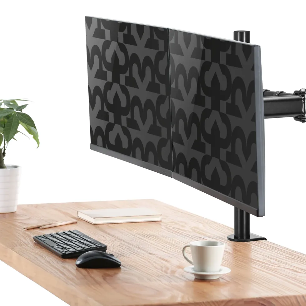 Plexgear Bordsfäste med 2 armar för skärmar upp till 27"