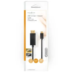 Plexgear USB-C-kabel till Displayport 2 m