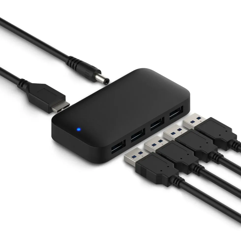 Plexgear USB 5 Gb/s-hubb med strömförsörjning 4-vägs
