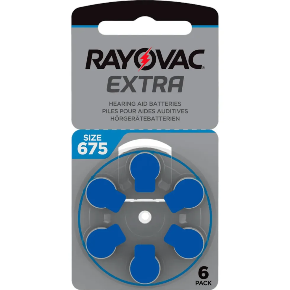 Rayovac Hörapparatsbatterier Blå 675P 6-pack