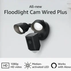 Ring Floodlight Cam Wired Plus Svart