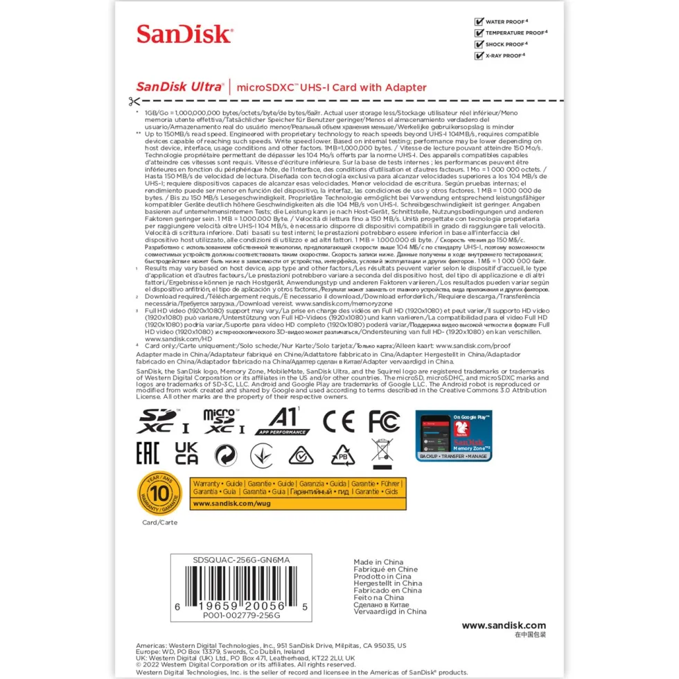 Sandisk Ultra Micro-SD-kort 256 GB SDXC