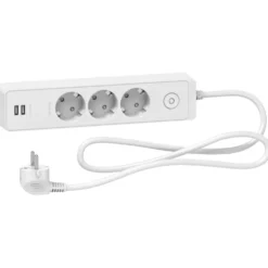 Schneider Electric Grenuttag med brytare och USB-uttag 3-vägs Vit