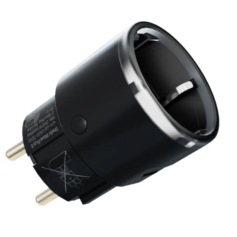 Shelly Wave Plug S LR – smart Z-Wave-plugg med energimätning Svart