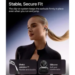 Shokz OpenDots One – Trådlösa öppna clip-on-hörlurar Svart