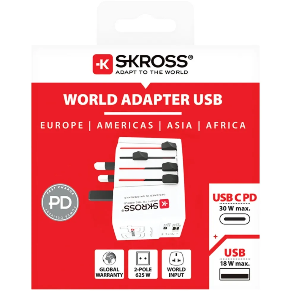 Skross AC30 PD ojordad reseadapter med USB PD 30 W