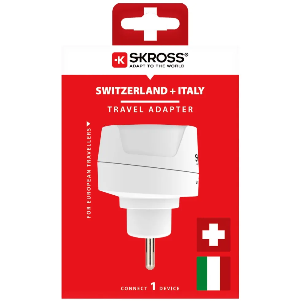 Skross Jordad reseadapter Schweiz, Italien och Brasilien