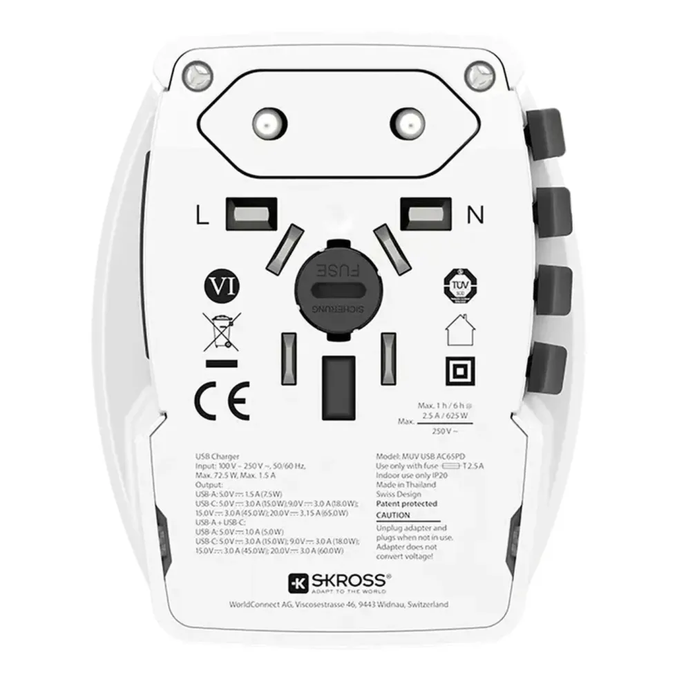 Skross Ojordad reseadapter Universal med USB PD 65W