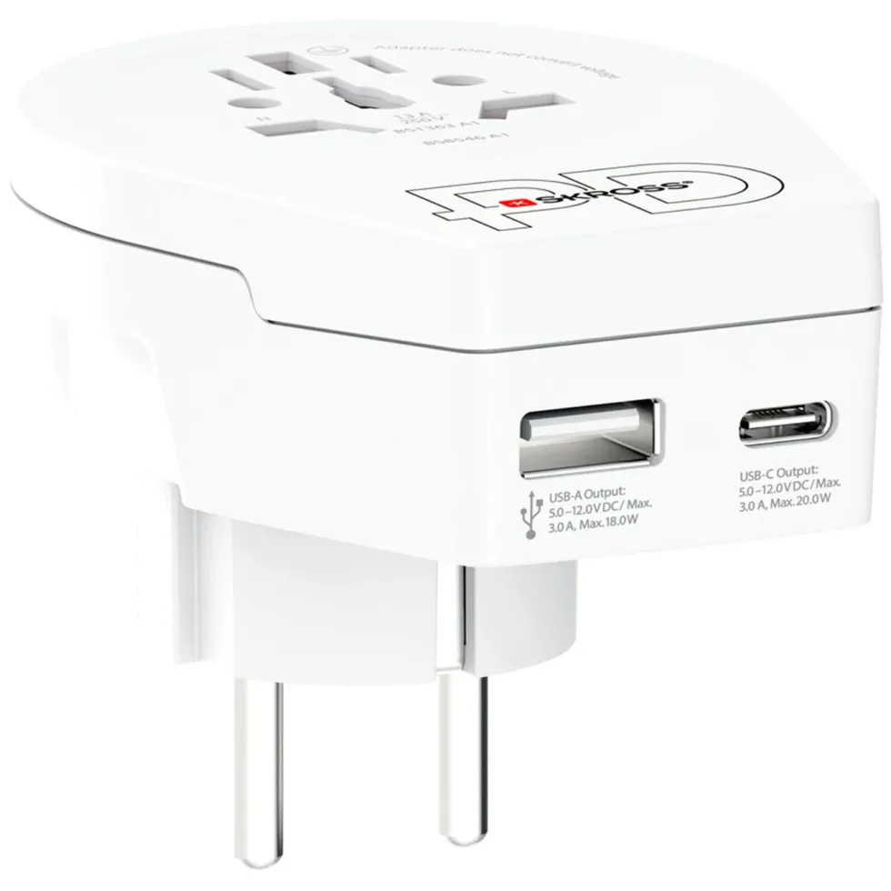 Skross Reseadapter Universal till Europa USB AC PD 20W