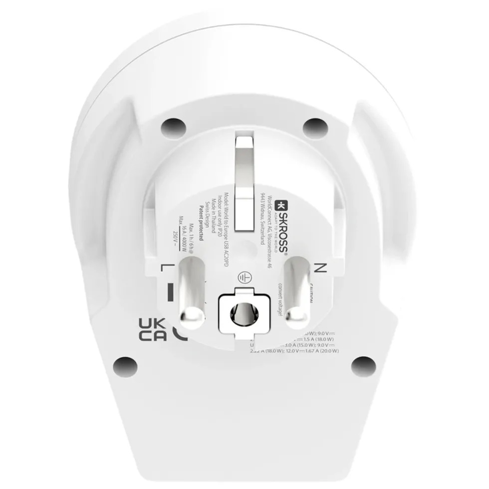 Skross Reseadapter Universal till Europa USB AC PD 20W