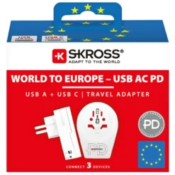Skross Reseadapter Universal till Europa USB AC PD 20W