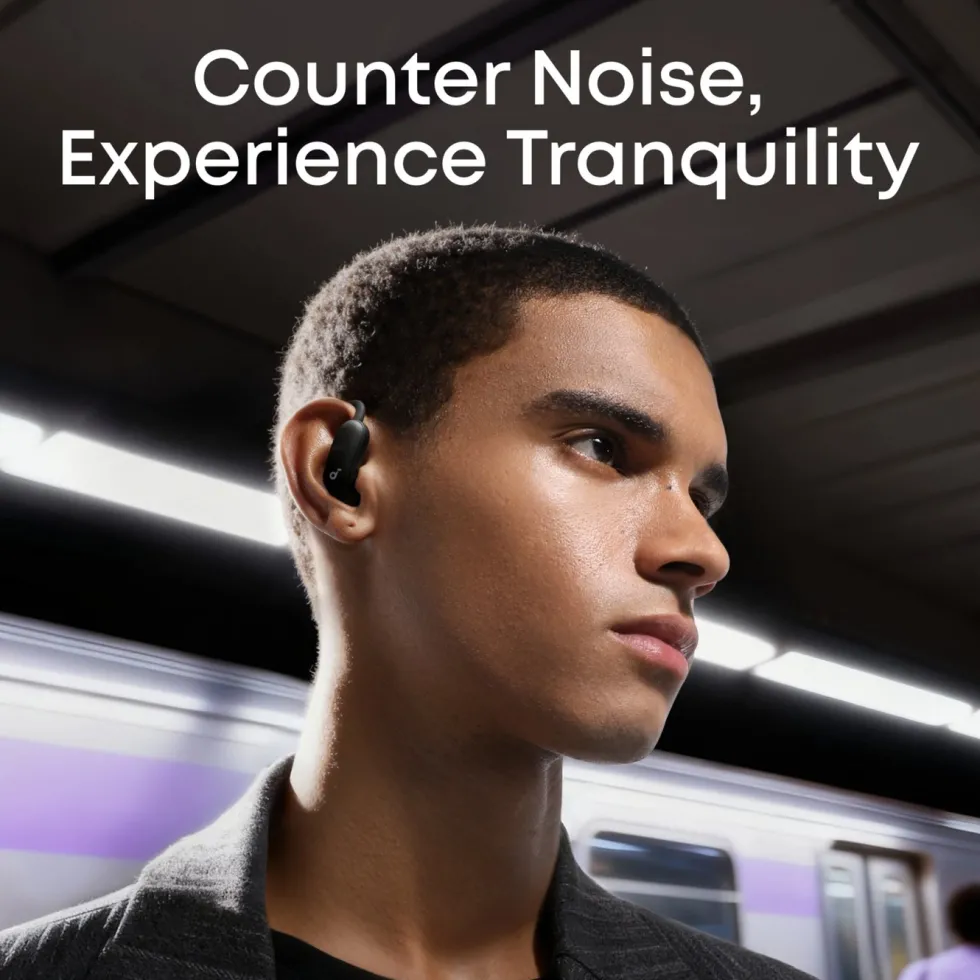 Soundcore AeroFit 2 Pro open ear-hörlurar med brusreducering Svart