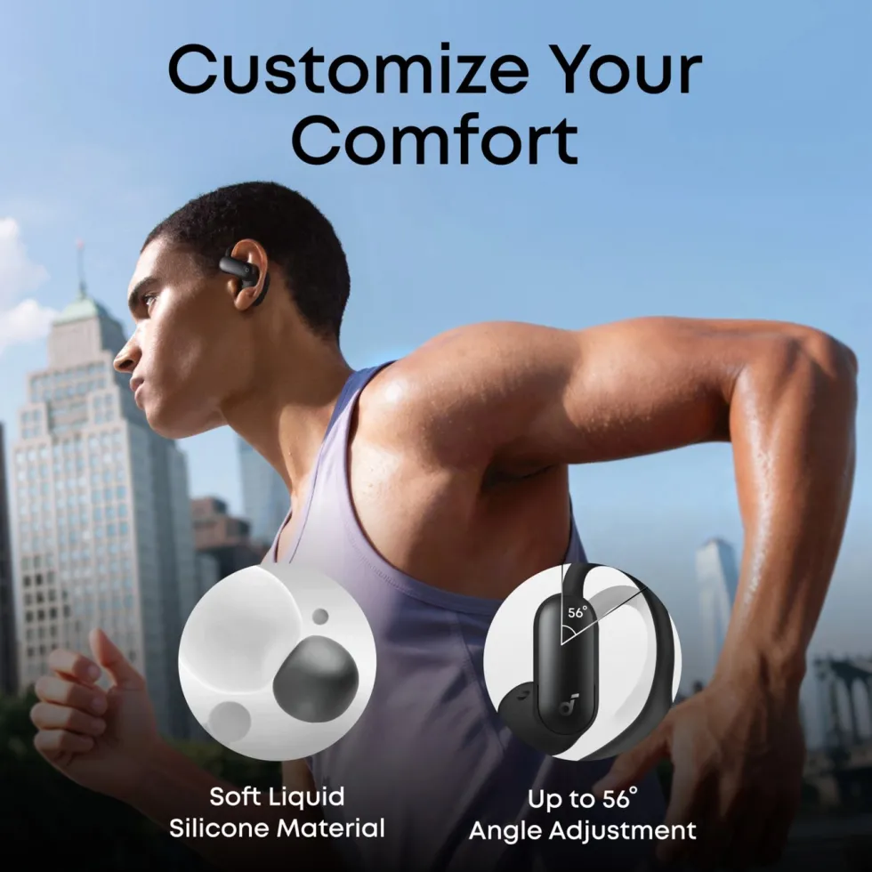 Soundcore AeroFit 2 Pro open ear-hörlurar med brusreducering Svart