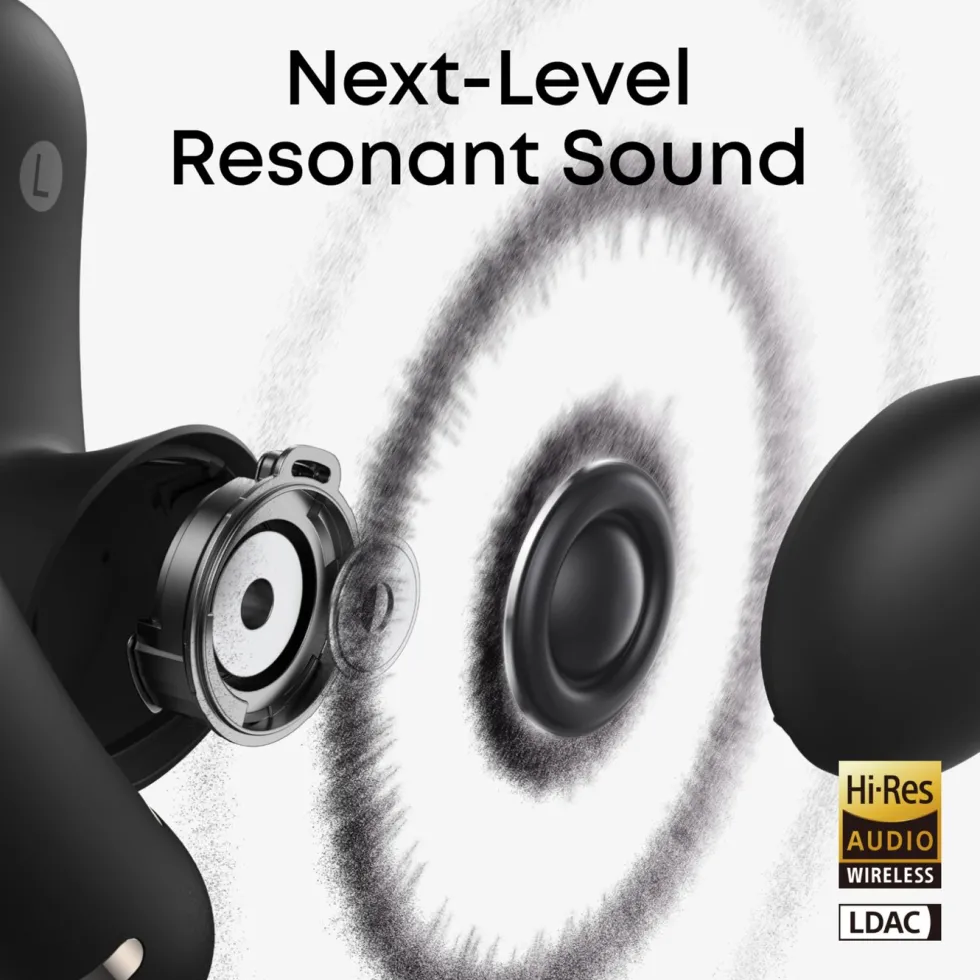 Soundcore AeroFit 2 Pro open ear-hörlurar med brusreducering Svart