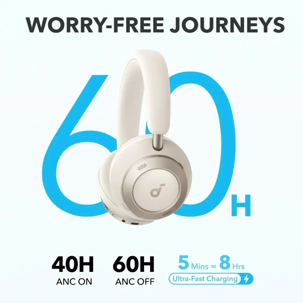 Soundcore Space One Pro trådlösa ANC-hörlurar Cream-White