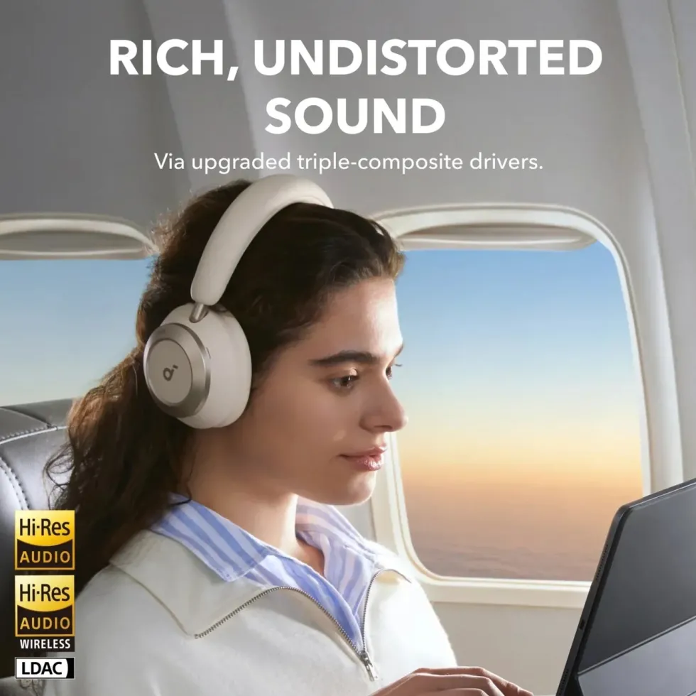 Soundcore Space One Pro trådlösa ANC-hörlurar Cream-White