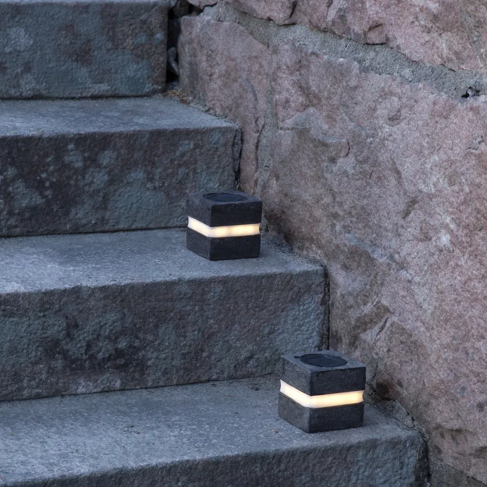 Star Trading Stonecube Trädgårdsbelysning med solceller 2-pack