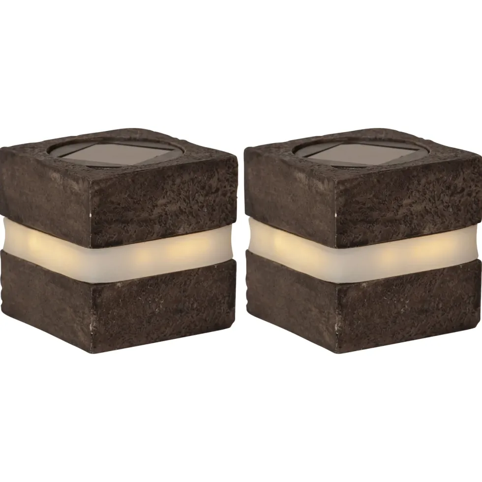 Star Trading Stonecube Trädgårdsbelysning med solceller 2-pack