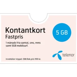 Telenor Fastpris Kontantkort 1 månad 5 GB