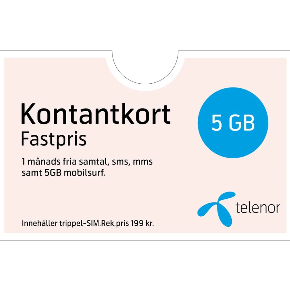 Telenor Fastpris Kontantkort 1 månad 5 GB