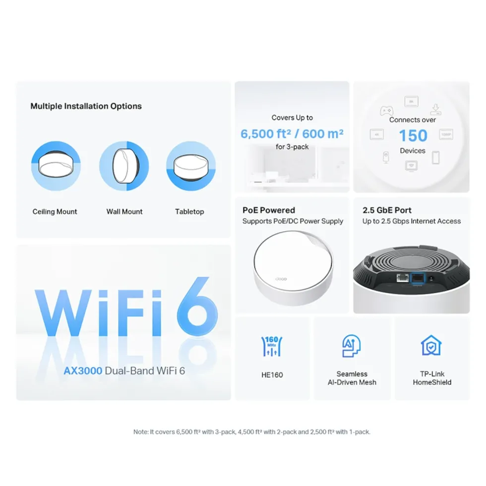 TP-Link Deco X50-PoE AX3000 3-pack