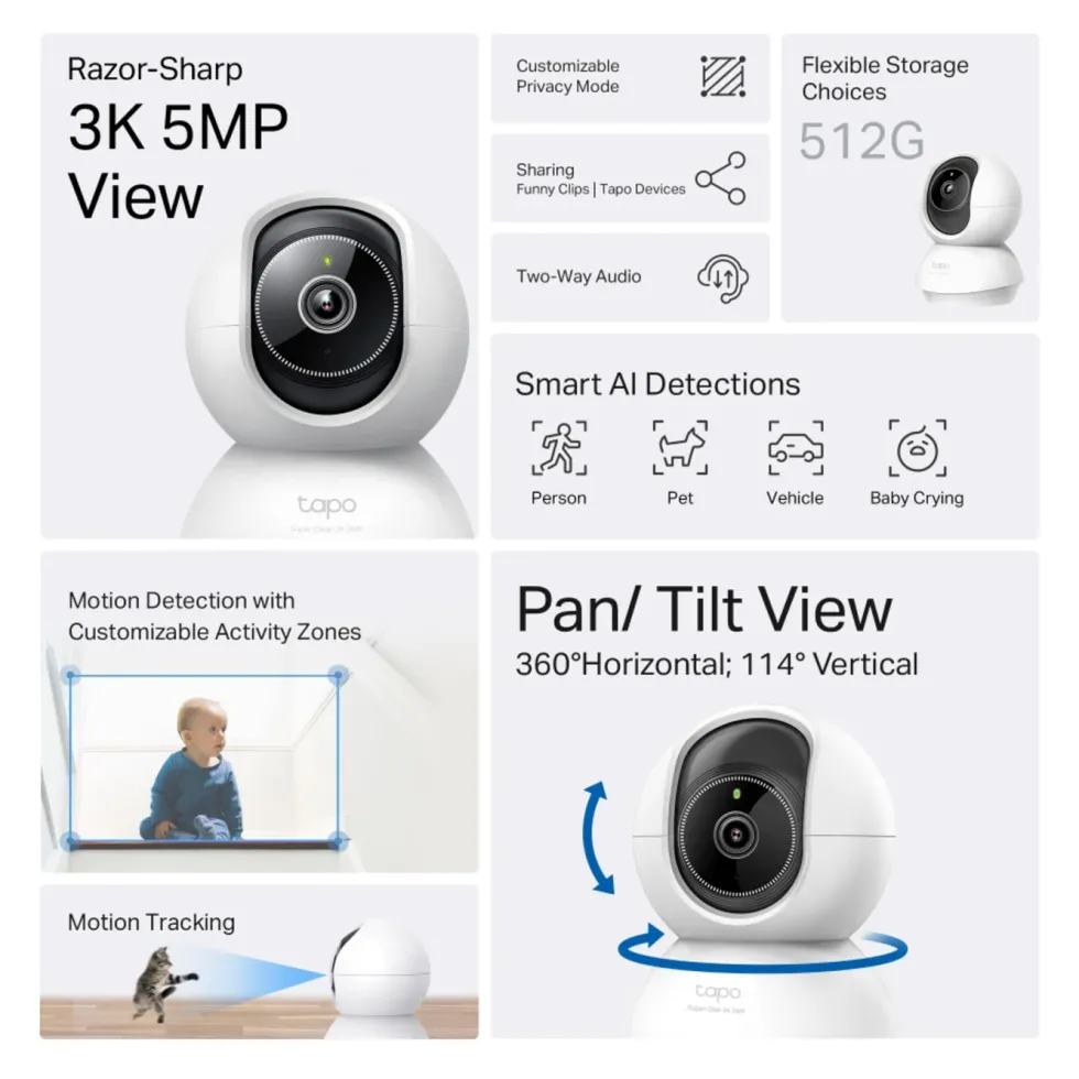 TP-Link Tapo C230 Pan/Tilt AI Övervakningskamera