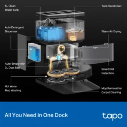 TP-Link Tapo RV50 Pro Omni – Robotdammsugare med basstation