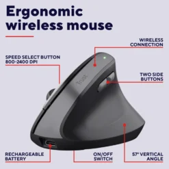 Trust Bayo II Ergonomisk trådlös mus