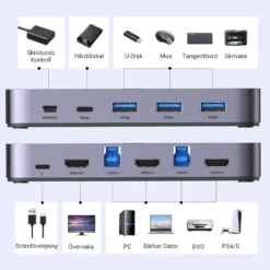 Ugreen 4K HDMI KVM-switch med USB 3.0 för 2 datorer