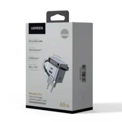 Ugreen Nexode 65 W GaN-snabbladdare med utdragbar USB-C-kabel 65 W